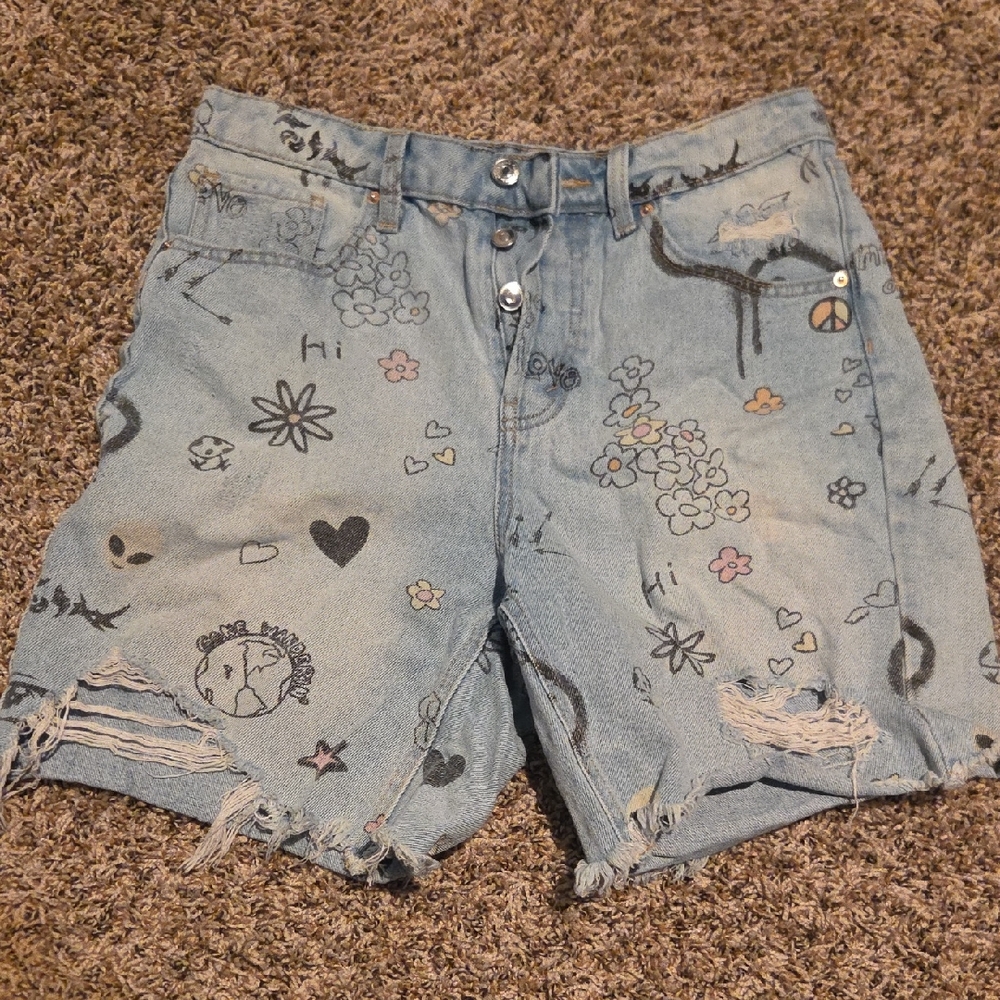Wild Fable Blue Jean Shorts with Graphic Design